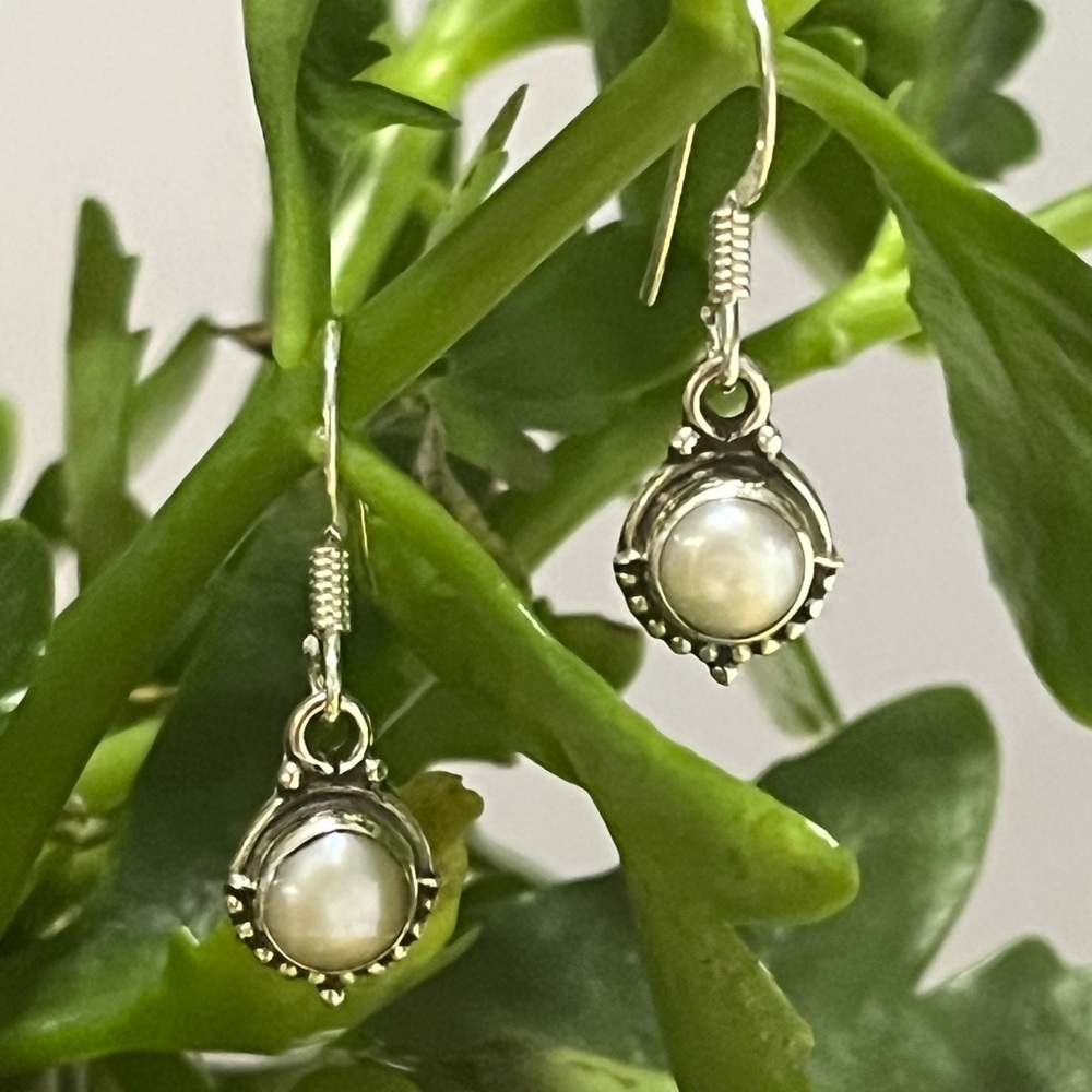 Elegant Silver Pearl Drop Earrings